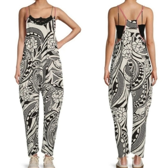 Free People Hot Shot Printed Onesie - Black Combo - COPY - Picture 2 of 6